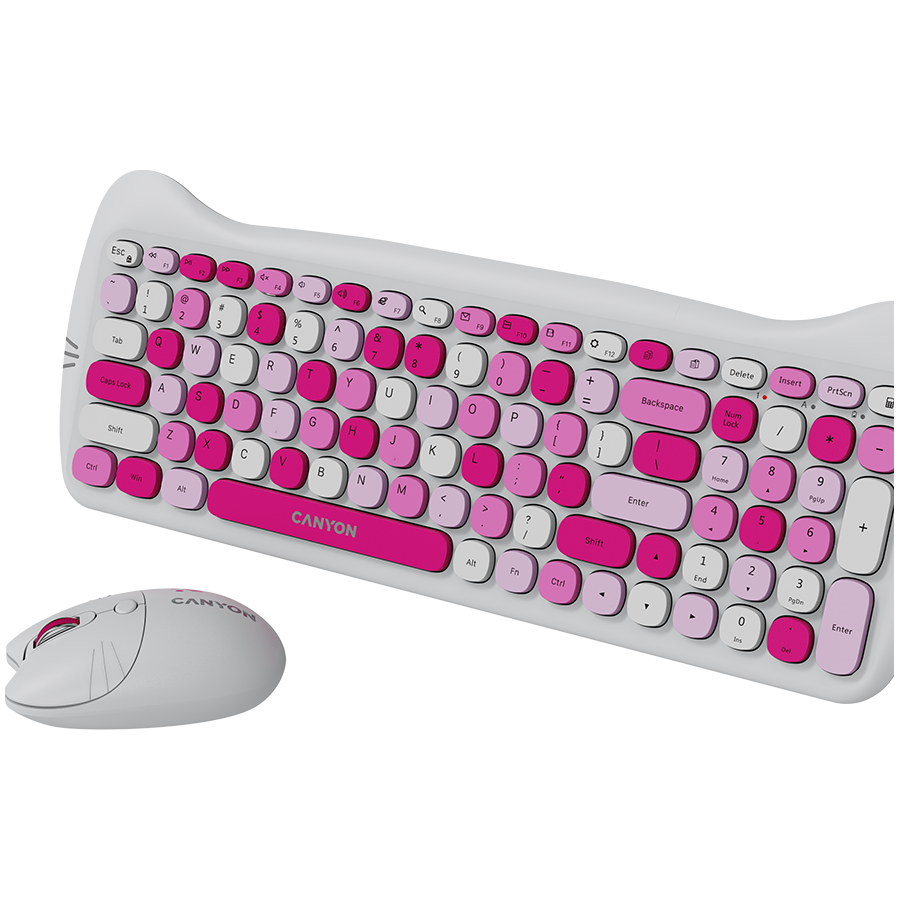 CANYON HSET-W6 EN Keyboard+Mouse Kitty Edition AAA+АА Wireless Pink - Image 5