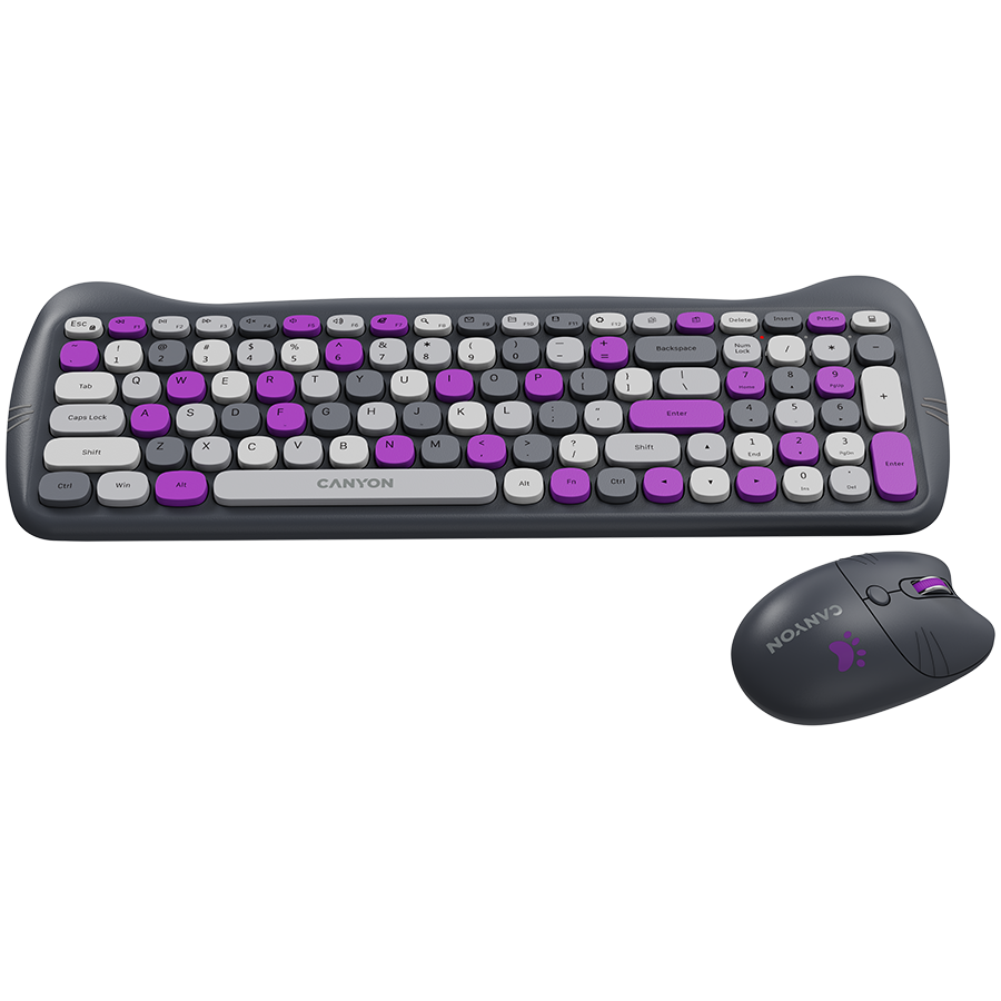 CANYON HSET-W6 EN Keyboard+Mouse Kitty Edition AAA+АА Wireless Violet - Image 2
