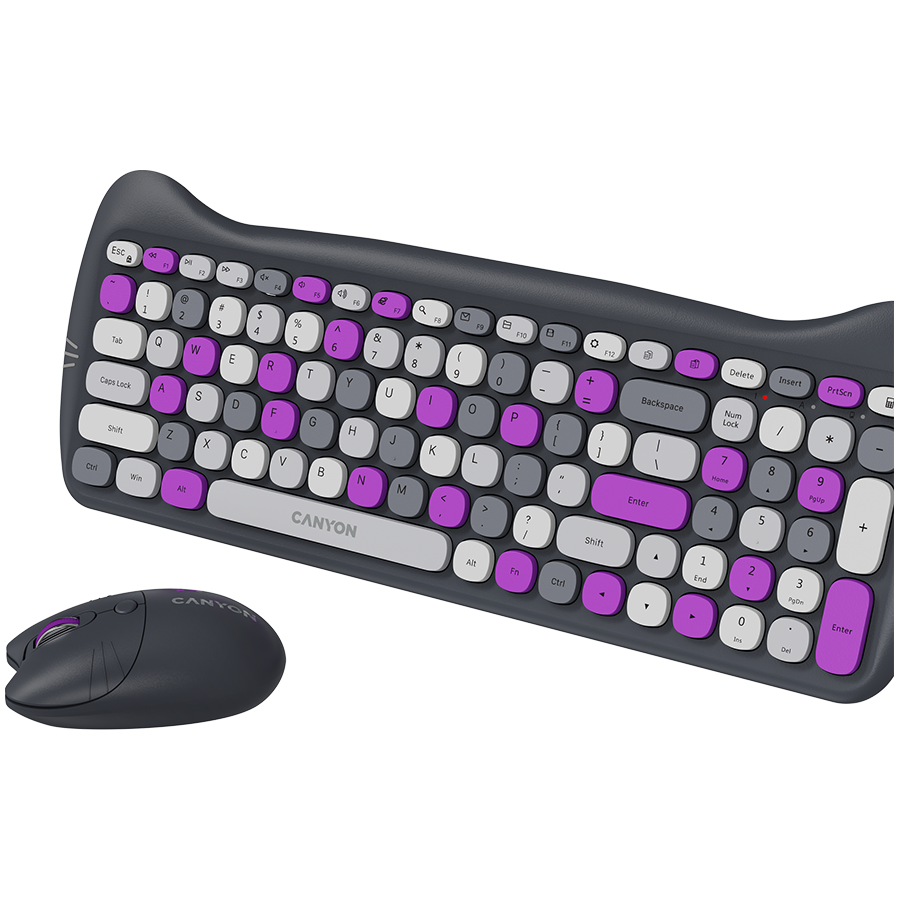 CANYON HSET-W6 EN Keyboard+Mouse Kitty Edition AAA+АА Wireless Violet - Image 3