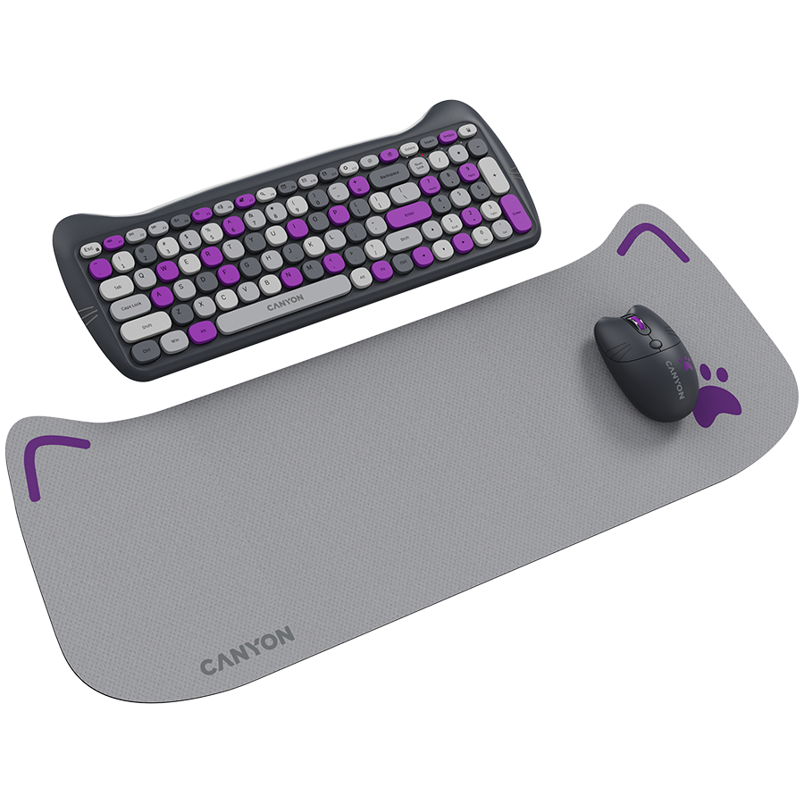 CANYON HSET-W6 EN Keyboard+Mouse Kitty Edition AAA+АА Wireless Violet - Image 5