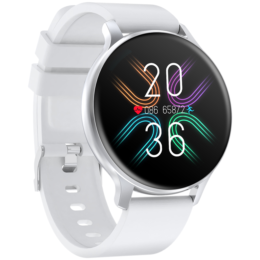 CANYON Badian SW-68, Smartwatch, Realtek 8762CK, 1.28''TFT 240x240px; RAM : 160KB, Lithium-ion polymer battery, 3.7V 190mAh Include, Silver Zinc alloy middle frame + plastic bottom case+ white Silicone strap + silver strap buckle, 44.9x 10.9mm, strap: 20x220mm, 50.64g - Image 3