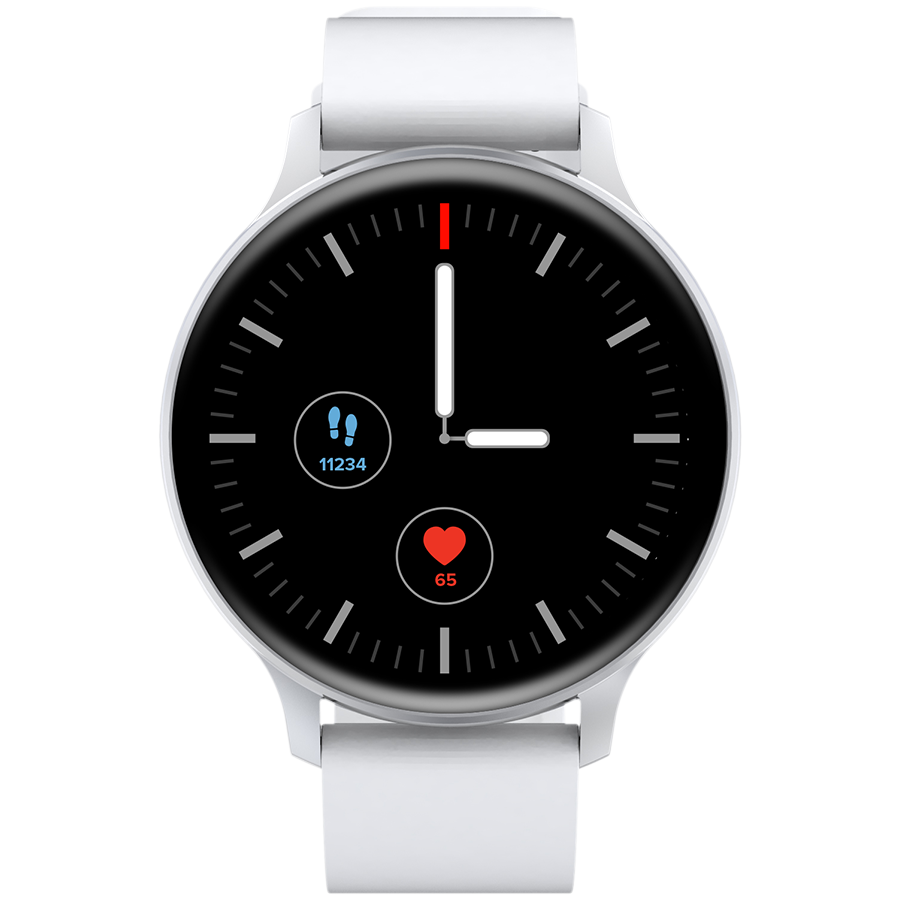 CANYON Badian SW-68, Smartwatch, Realtek 8762CK, 1.28''TFT 240x240px; RAM : 160KB, Lithium-ion polymer battery, 3.7V 190mAh Include, Silver Zinc alloy middle frame + plastic bottom case+ white Silicone strap + silver strap buckle, 44.9x 10.9mm, strap: 20x220mm, 50.64g