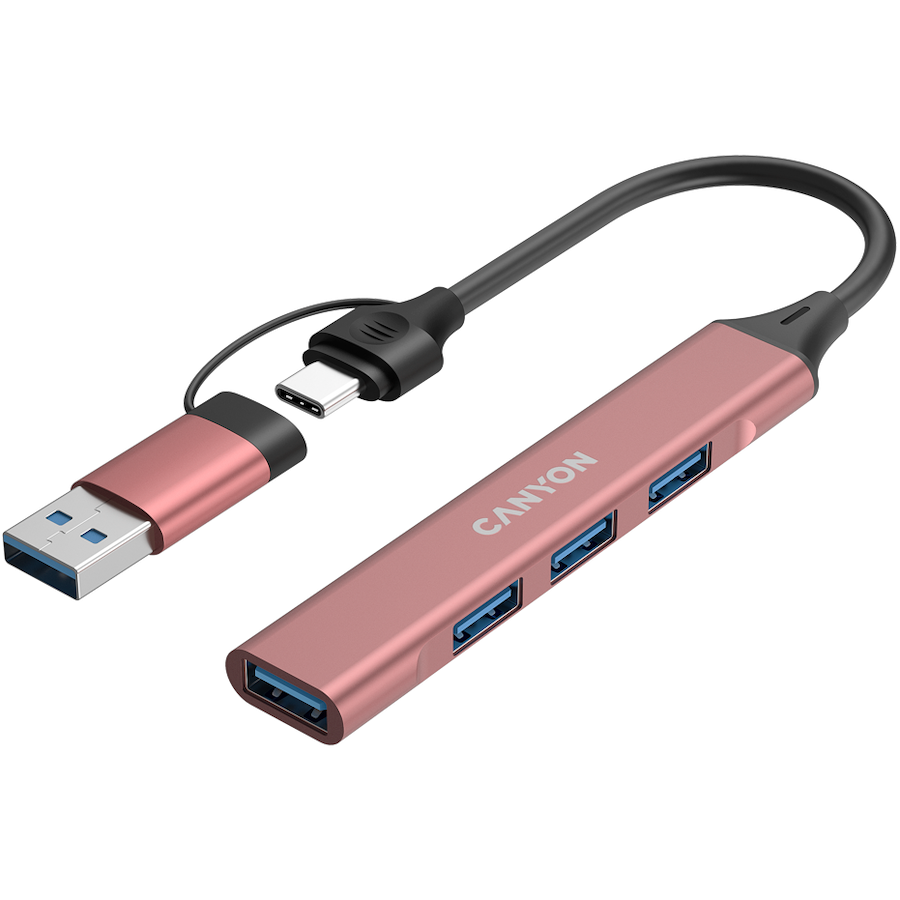 CANYON hub DS-02 4in1 USB-A/C Pink - Image 3