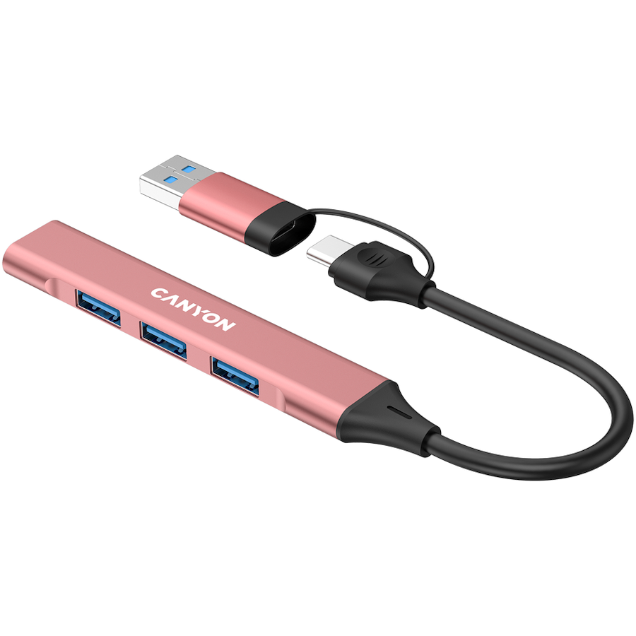 CANYON hub DS-02 4in1 USB-A/C Pink - Image 5