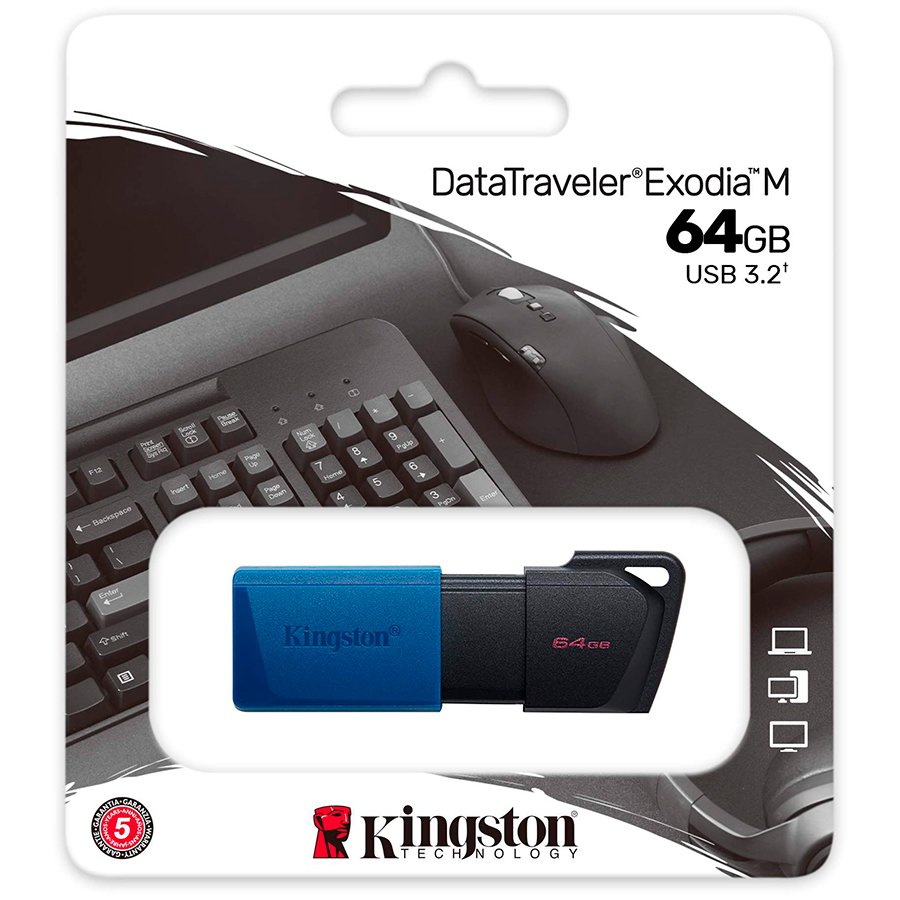 Kingston 64GB USB3.2 Gen 1 DataTraveler Exodia M (Black + Blue) - Image 3
