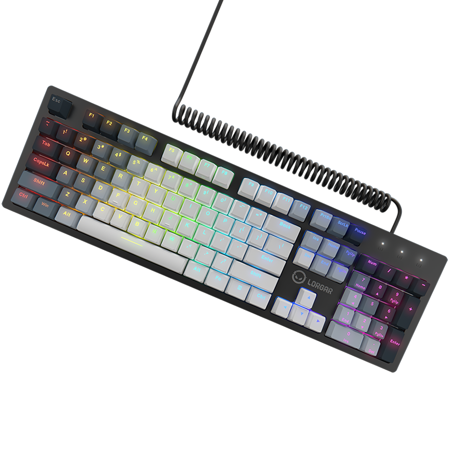 LORGAR Azar 514, Wired mechanical gaming keyboard, RGB backlight, 1680000 colour variations, 18 modes, keys number: 104, 50M clicks, linear dream switches, spring cable up to 3.4m, ABS plastic+metal, magnetic cover, 450*136*39mm, 1.17kg, white, EN layout - Image 3