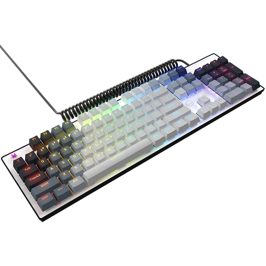 LORGAR Azar 514, Wired mechanical gaming keyboard, RGB backlight, 1680000 colour variations, 18 modes, keys number: 104, 50M clicks, linear dream switches, spring cable up to 3.4m, ABS plastic+metal, magnetic cover, 450*136*39mm, 1.17kg, white, EN layout - Image 4