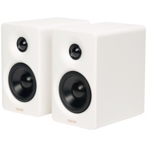 Edifier M60 Bookshelf Speakers, Bluetooth V5.3 (Hi-Res & Hi-Res Wireless), USB-C and 3.5 mm AUX inputs, 1-inch silk-dome tweeters 3-inch long-throw aluminum diaphragm mid-low drivers, 66 W (RMS), touch panel controls, White