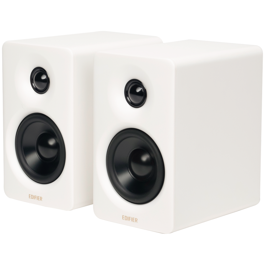 Edifier M60 Bookshelf Speakers, Bluetooth V5.3 (Hi-Res & Hi-Res Wireless), USB-C and 3.5 mm AUX inputs, 1-inch silk-dome tweeters 3-inch long-throw aluminum diaphragm mid-low drivers, 66 W (RMS), touch panel controls, White