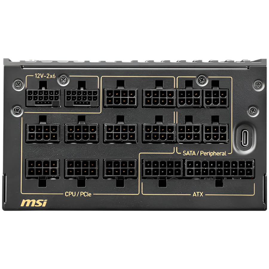 MSI MEG Ai1600T PCIE5 Power Supply 1600W, 80 PLUS Titanium, Dual PCIe 5.1 Cables, ATX 3.1, Software Sync, Mystic Light, 135mm Fan, Fan Stop, OCP/OTP/OPP/SCP/OVP/UVP/SIP/NLO, Interleaved PFC, Braided Cables, Dimensions: 190mmx150mmx86mm, 12Y Warranty - Image 3