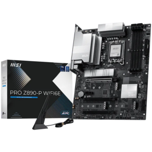 MSI PRO Z890-P WIFI6E, LGA 1851, Dual Channel DDR5 up to 9200(OC)MHz, 3x PCIe x16 slots, 4x M.2 slot, 4x USB 2.0, 2x USB 3.2 Gen 1, 1x USB 3.2 Gen 2, 1x USB 3.2 Gen 2 Type-C, 1x HDMI, 1x DP, 5Gbps LAN, WIFI6E, 7.1 Audio, 3Y