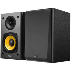 Edifier R1000T4 2.0 Bookshelf Speakers, RCA, 0.5-inch Tweeters, 4-inch Drivers, 24W (RMS), Control Buttons, Black
