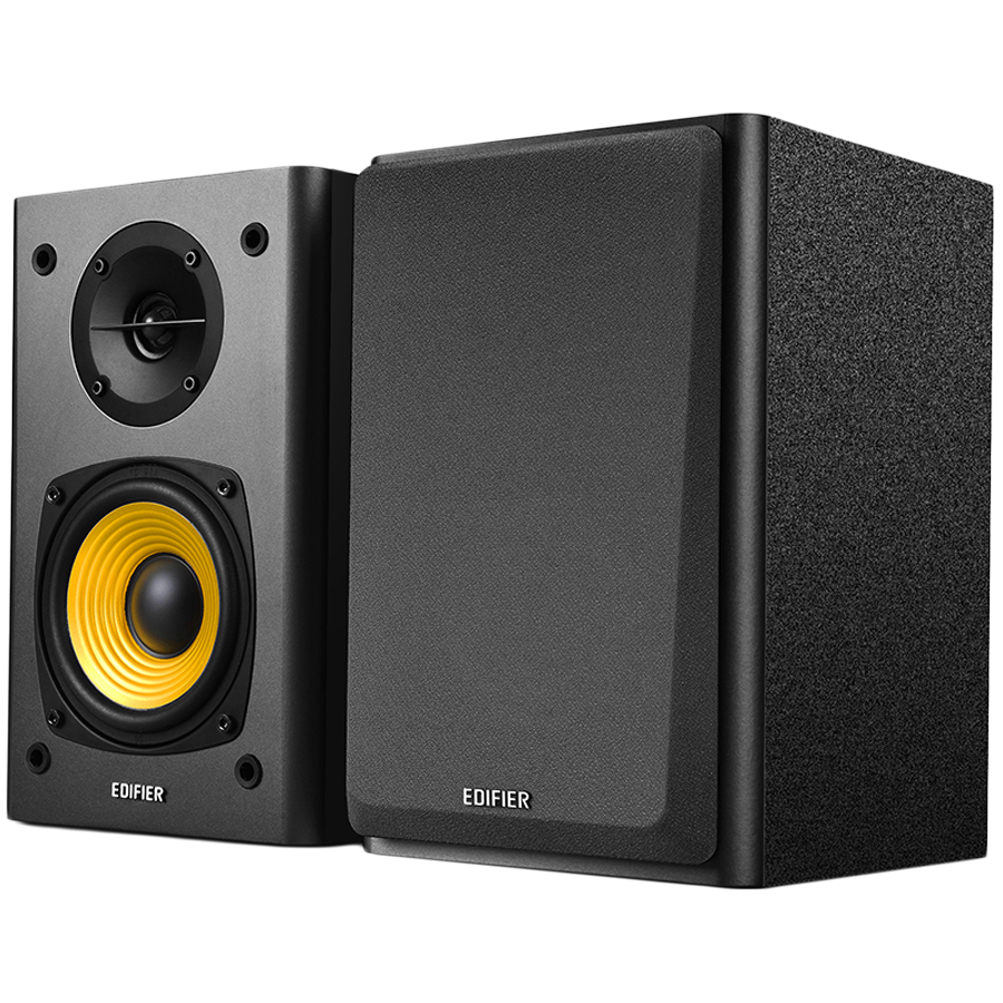 Edifier R1000T4 2.0 Bookshelf Speakers, RCA, 0.5-inch Tweeters, 4-inch Drivers, 24W (RMS), Control Buttons, Black