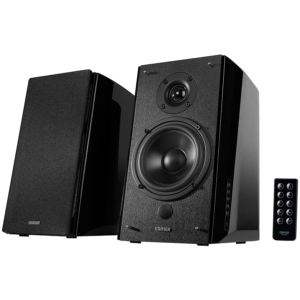 Edifier R2000DB 2.0 Bookshelf Speakers, Bluetooth, 3.5mm to RCA, Optical, 1-inch Tweeters, 5-inch Drivers, 120W (RMS), Control Knobs and Remote Control, Black