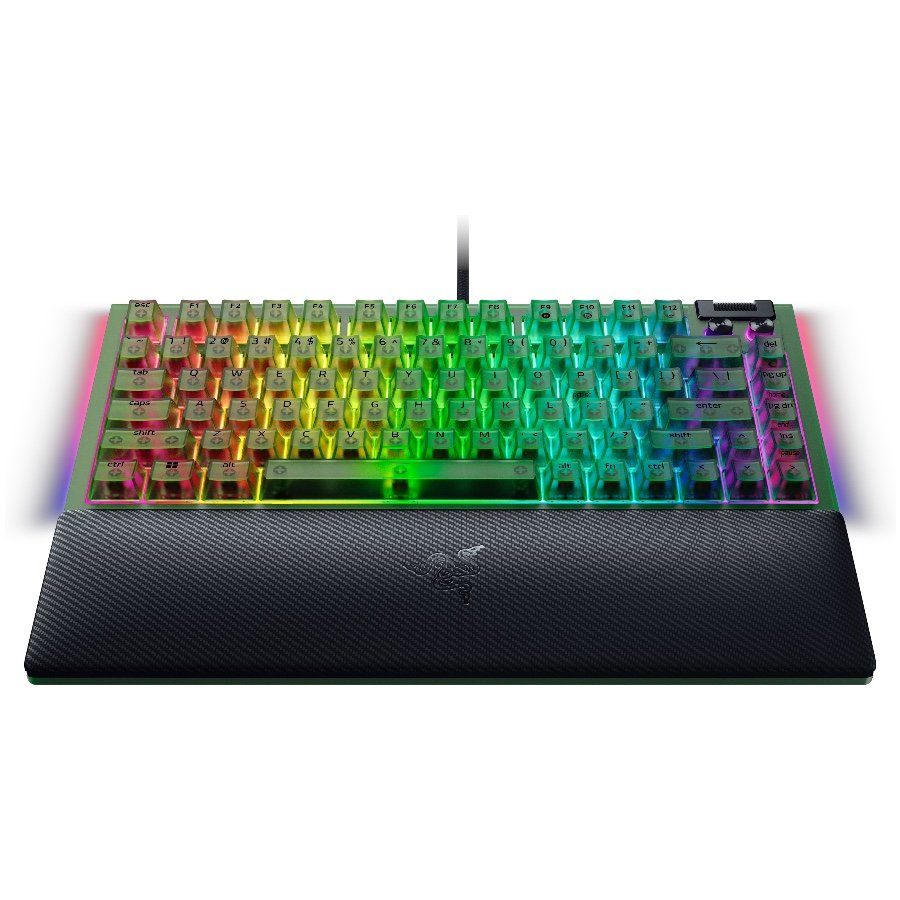 Razer BlackWidow V4 75% Phantom Green Edition, US Layout, Razer Chroma RGB, Hot-swappable Design, Detachable Type C Cable, PCB & Case sound dampening foam, Up to 8,000 Hz polling rate, Doubleshot ABS Keycaps, Magnetic Plush Leatherette - Image 2
