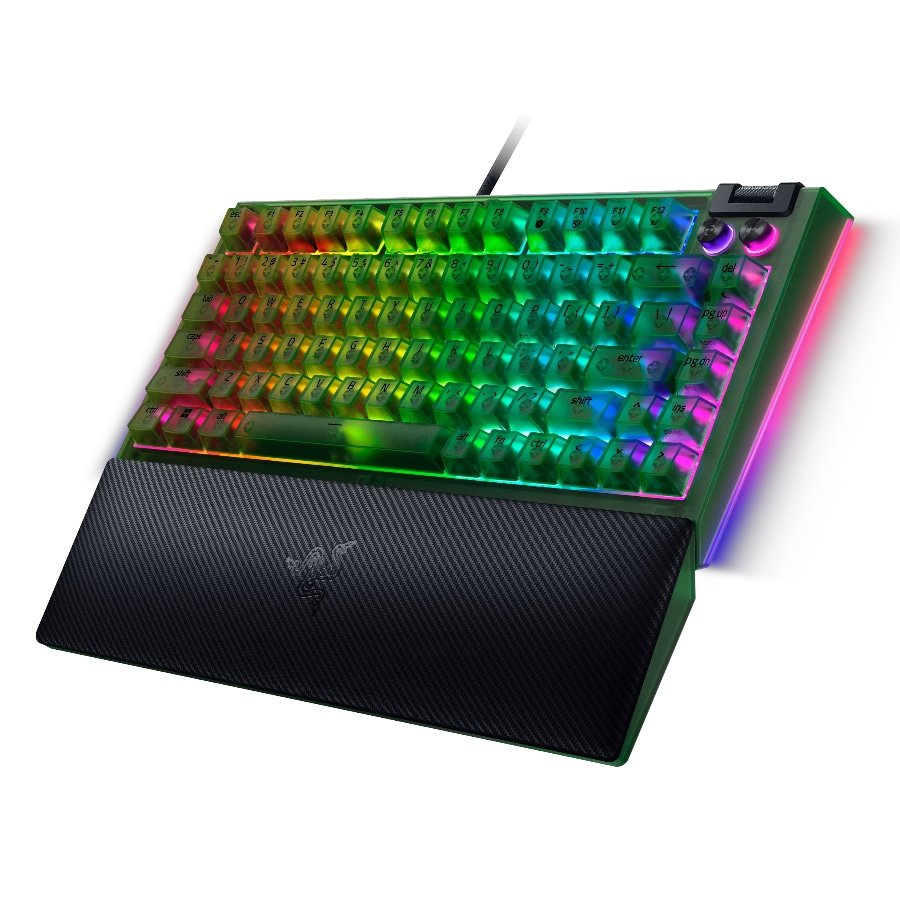 Razer BlackWidow V4 75% Phantom Green Edition, US Layout, Razer Chroma RGB, Hot-swappable Design, Detachable Type C Cable, PCB & Case sound dampening foam, Up to 8,000 Hz polling rate, Doubleshot ABS Keycaps, Magnetic Plush Leatherette - Image 3