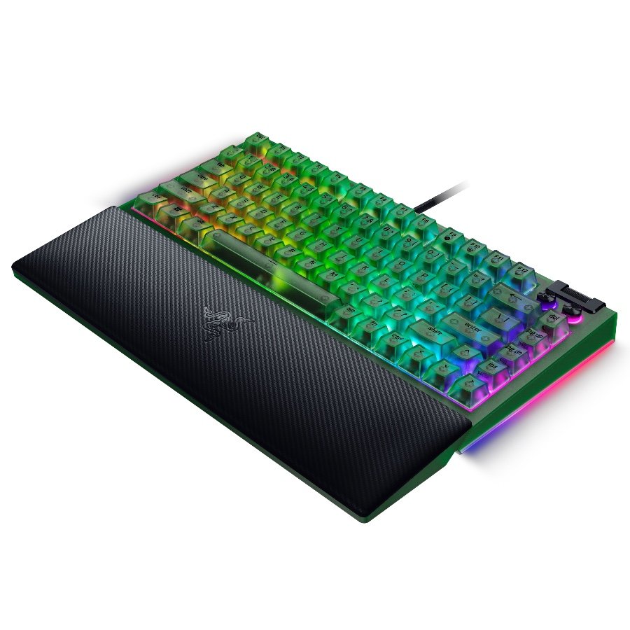 Razer BlackWidow V4 75% Phantom Green Edition, US Layout, Razer Chroma RGB, Hot-swappable Design, Detachable Type C Cable, PCB & Case sound dampening foam, Up to 8,000 Hz polling rate, Doubleshot ABS Keycaps, Magnetic Plush Leatherette - Image 4