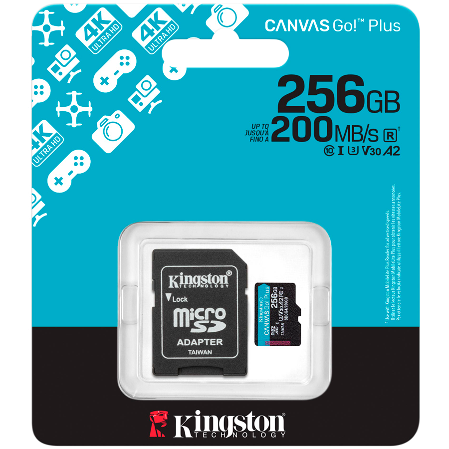 Kingston 256GB microSDXC Canvas Go Plus Gen4 200MB/s A2 U3 V30 Card + Adapter - Image 3