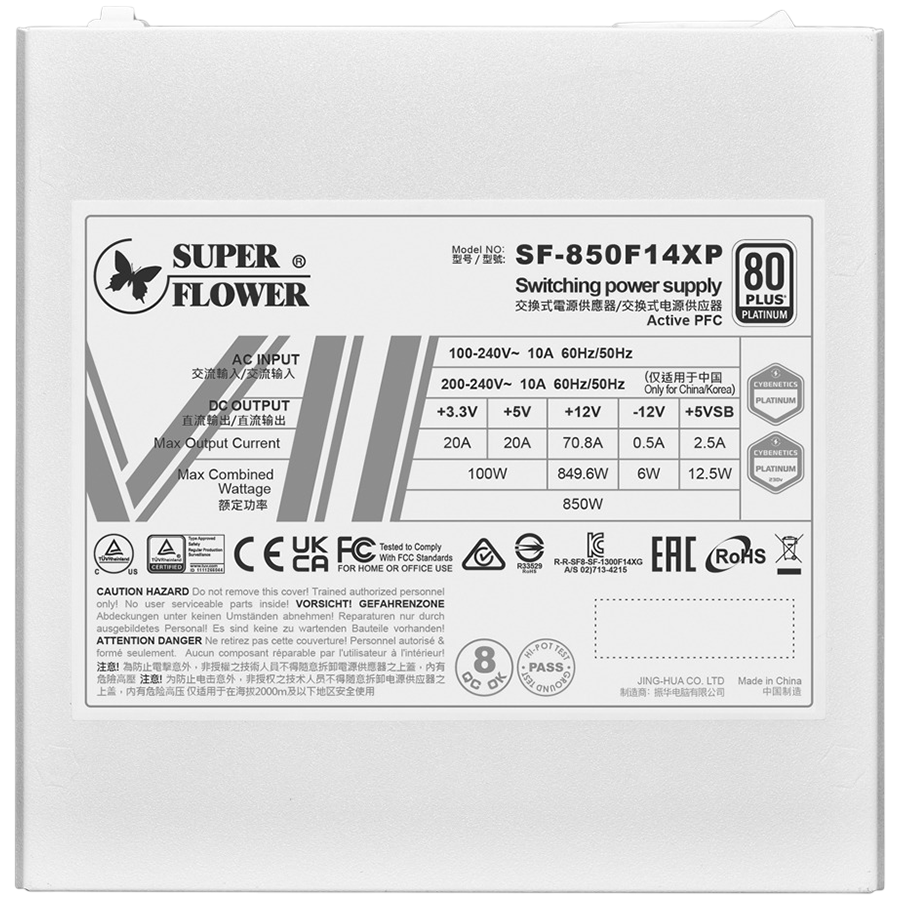 Super Flower Leadex VII Platinum PRO 1000W ATX 3.1, 80 Plus Platinum, Fully Modular, Flat White Cables, 140mm Fan, 150mmx150mmx86mm, White, 10 Year Warranty - Image 3