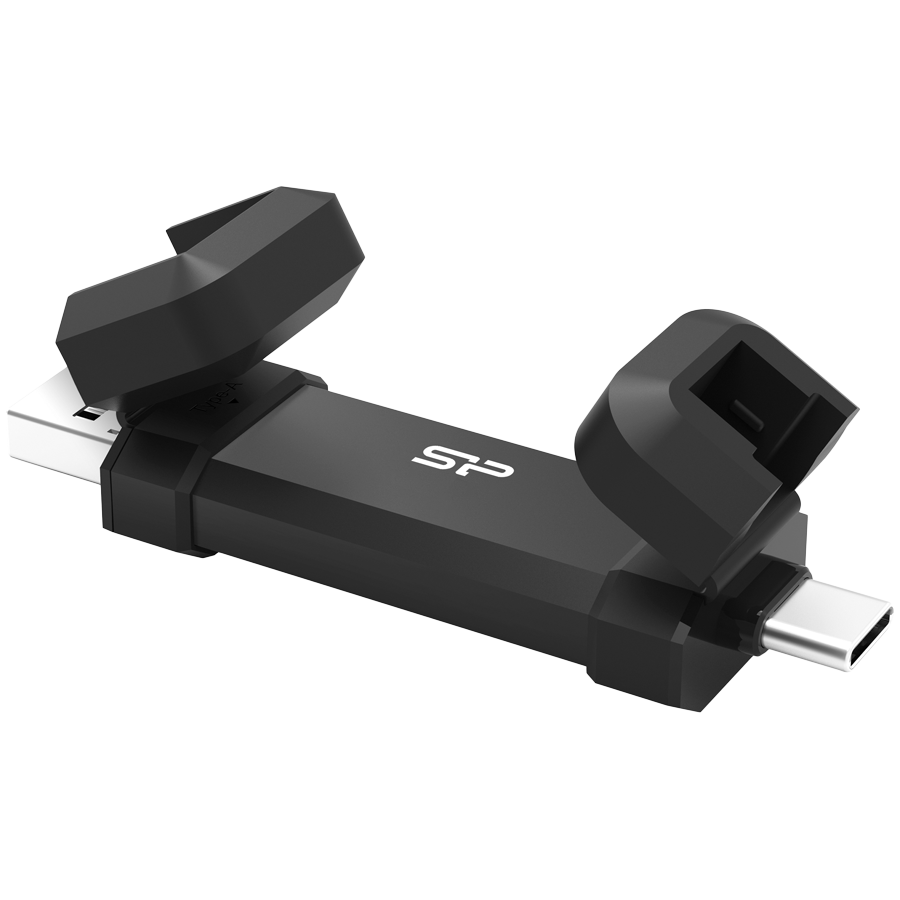 Silicon Power 1TB DS72 Dual USB-C/USB 3.2 Gen 2, Portable External SSD, Steam Deck and iPhone 15 Pro, R/W: up to 1050MB/s; 850MB/s, Black - Image 2