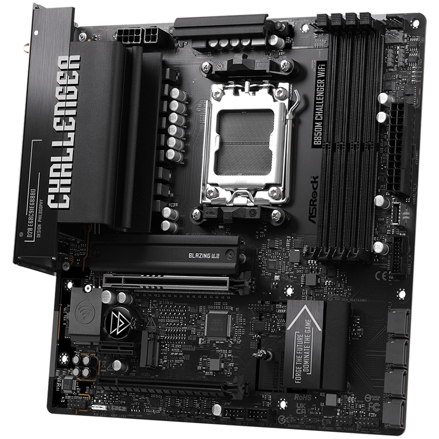 ASROCK MB B850M Challenger WiFi, AM5, 4x DDR5, 1x PCIe 5.0 x16, 1x PCIe 4.0x1, 1x PCIe 4.0x16, 1x Blazing M.2, 1x Hyper M.2, 4x SATA3, RAID 0, 1, 10, 7.1 CH HD Audio, 1x HDMI, 9x USB 3.2, 5x USB 2.0, 1x USB-C, 2.5G LAN, 2x Wi-Fi 7, BT, 1x HDMI, mATX - Image 4