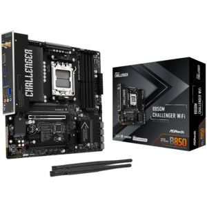 ASROCK MB B850M Challenger WiFi, AM5, 4x DDR5, 1x PCIe 5.0 x16, 1x PCIe 4.0x1, 1x PCIe 4.0x16, 1x Blazing M.2, 1x Hyper M.2, 4x SATA3, RAID 0, 1, 10, 7.1 CH HD Audio, 1x HDMI, 9x USB 3.2, 5x USB 2.0, 1x USB-C, 2.5G LAN, 2x Wi-Fi 7, BT, 1x HDMI, mATX
