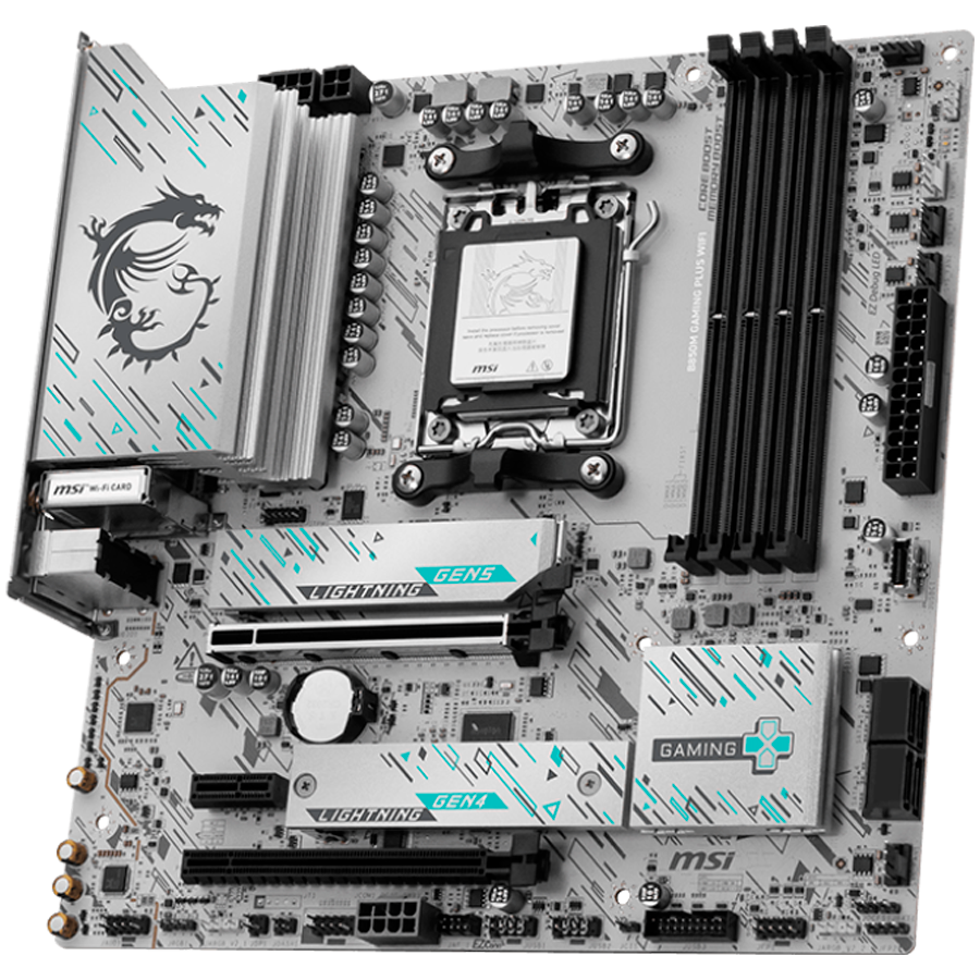MSI B850M GAMING PLUS WIFI, mATX, Socket AM5, 4x DDR5 Dual Channel DDR5 up to 8200(OC)MHz, 2x PCIe x16 slot, 2x M.2 slot, 3x USB 5Gbps, 3x USB 10Gbps, 2x USB 10Gbps Type-C, HDMI, DP, 7.1 HD Audio, 5G LAN, WiFI 7, BT, 3Y - Image 3
