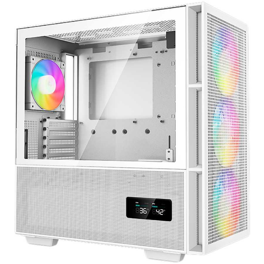 DeepCool CH560 Digital WH, Mid Tower, Mini-ITX/Micro-ATX/ATX/E-ATX, 1xUSB3.0, 1xType-C, 1xAudio, 3x140mm+1x120mm Pre-Installed ARGB Fans, Tempered Glass, Mesh Panels, Dual-Status Digital Display, GPU Support Arm, White, R-CH560-WHAPE4D-G-1 - Image 2