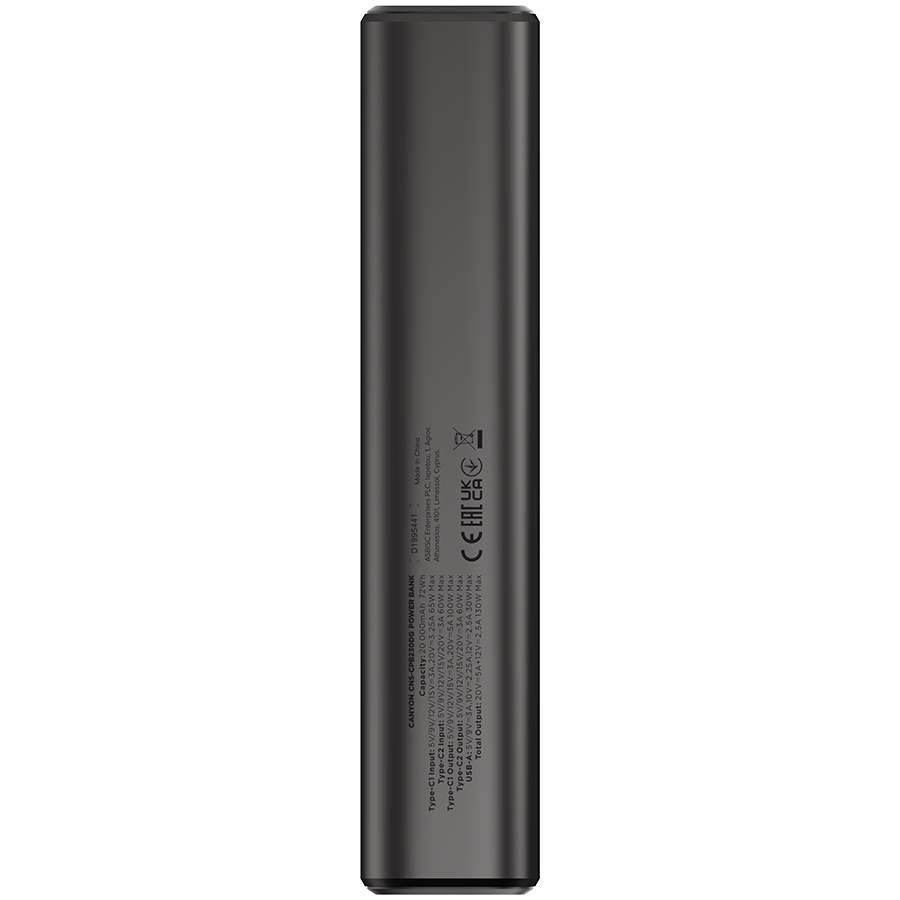 CANYON power bank OnPower 230 TFT 20000 mAh PD130W Dark Grey - Image 3