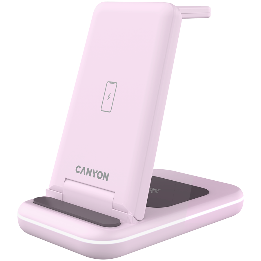 CANYON wireless charger WS-304 15W 3in1 Iced Pink - Image 2
