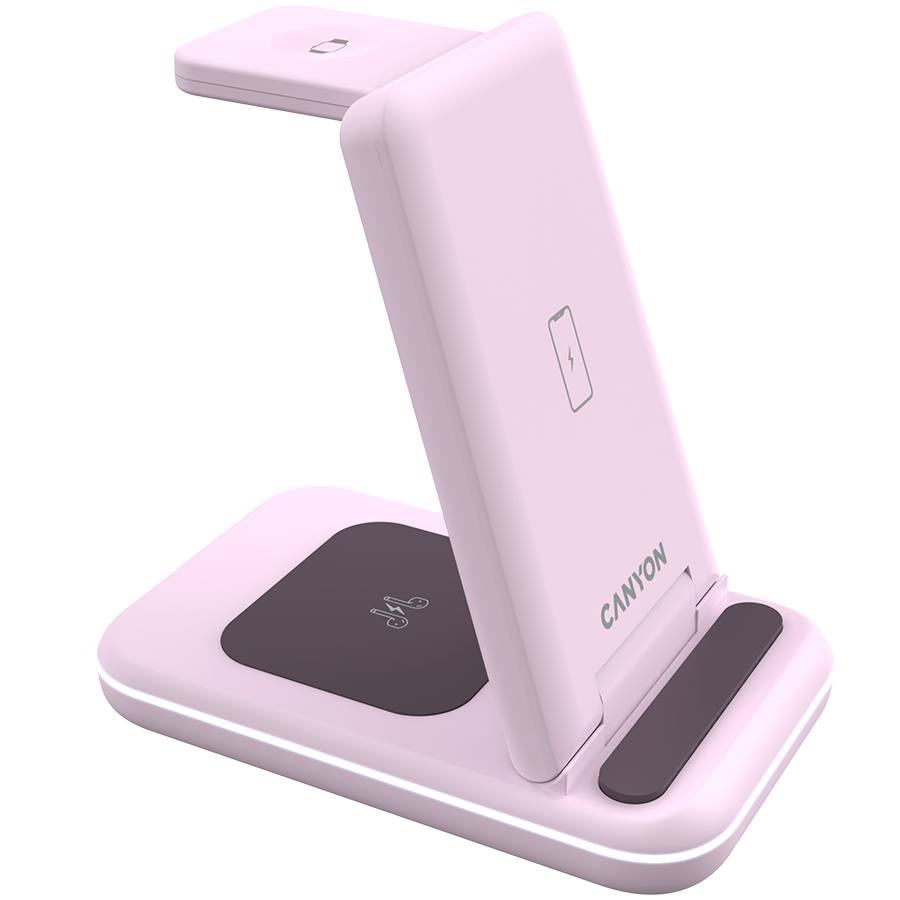 CANYON wireless charger WS-304 15W 3in1 Iced Pink - Image 4