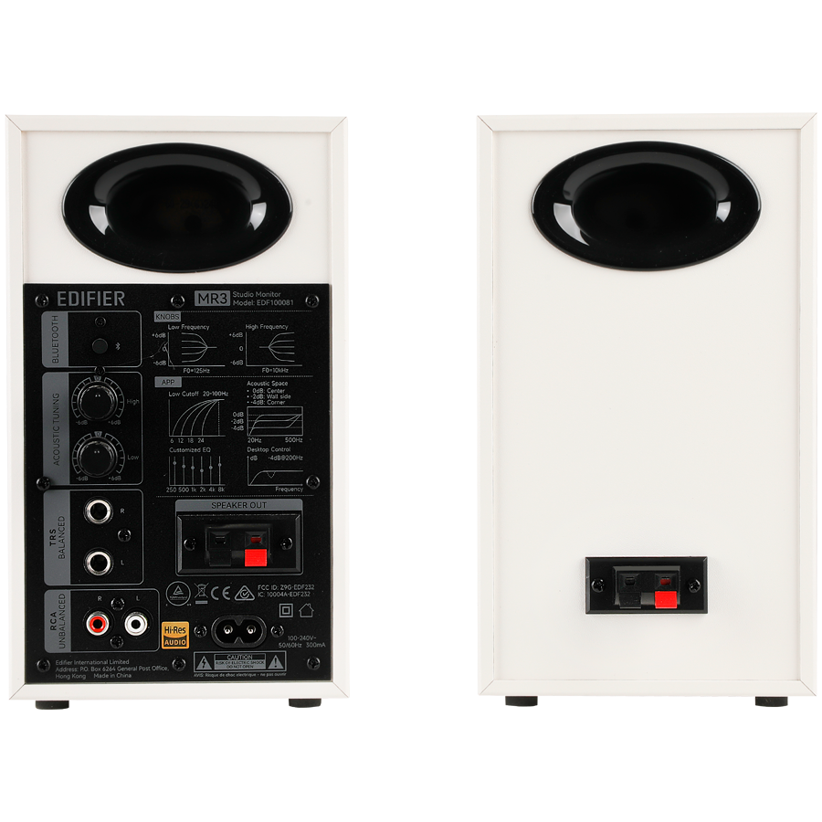 Edifier MR3 Active Studio Monitors, BT V5.4, RCA, AUX, 1-inch Tweeters, 3.5-inch Drivers, 36W (RMS), Tone Control Dials, White - Image 4