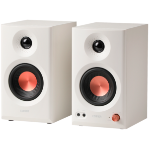 Edifier MR3 Active Studio Monitors, BT V5.4, RCA, AUX, 1-inch Tweeters, 3.5-inch Drivers, 36W (RMS), Tone Control Dials, White