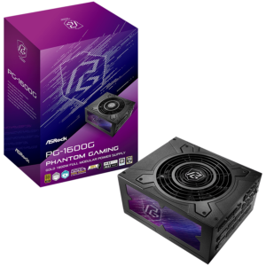 Asrock PG-1600G, 1600W, 80 Plus Gold, Fully Modular PSU, Japanese Capacitors, 2x EPS 12V CPU(4+4pin), 2x PCIe5.1 (12+4pin), 8x PCIe (6+2pin), 6x 4-pin connectors, 12x SATA, OCP, SCP, OVP, UVP, OTP, OPP protections, 135 mm Axial Fan, ATX 3.1