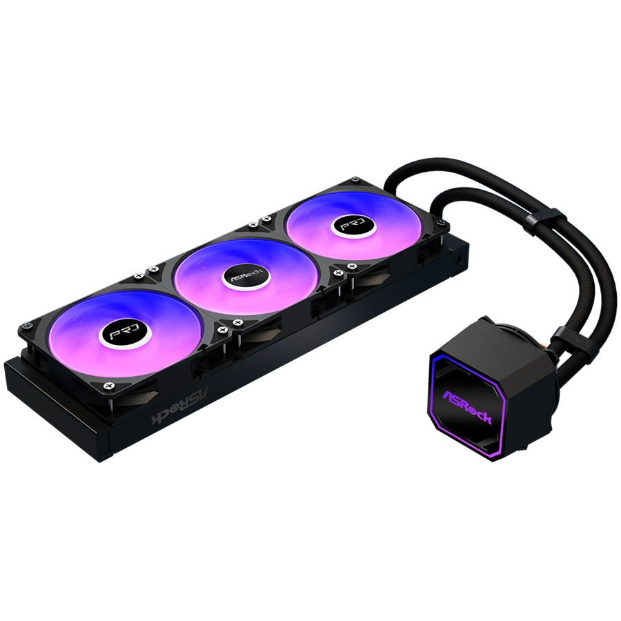 Asrock Pro 360 ARGB, AiO liquid cooler, 360 mm radiator, AM5, AM4, LGA1851, LGA1700, 90-APRA36-BAAGA6, Black, 6Y - Image 2