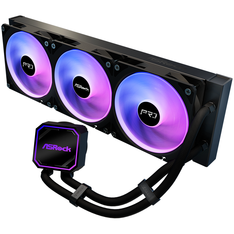 Asrock Pro 360 ARGB, AiO liquid cooler, 360 mm radiator, AM5, AM4, LGA1851, LGA1700, 90-APRA36-BAAGA6, Black, 6Y - Image 3