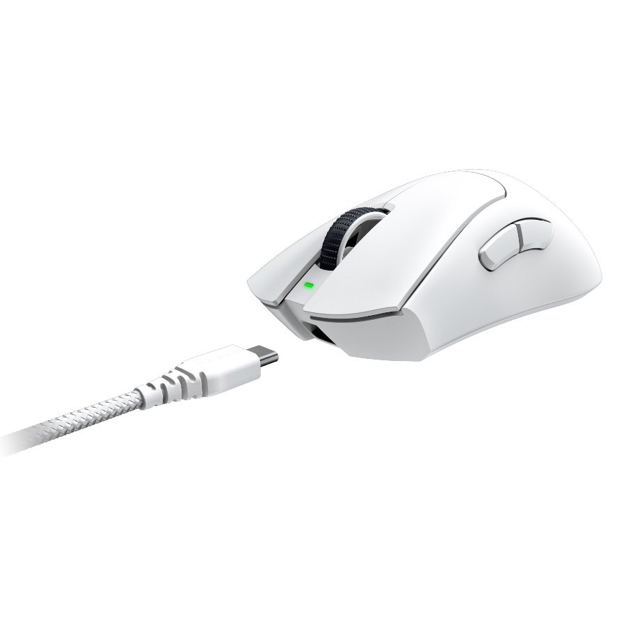 Razer DeathAdder V3 Pro - White Edition, Ergonomic Wireless Gaming Mouse, Speedflex Charging Cable USB Type C, 30000DPI, Optical Mouse Switches Gen-3, 63 g, Focus Pro 30K Optical Sensor - Image 4