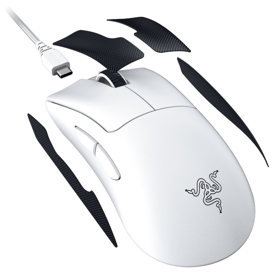Razer DeathAdder V3 Pro - White Edition, Ergonomic Wireless Gaming Mouse, Speedflex Charging Cable USB Type C, 30000DPI, Optical Mouse Switches Gen-3, 63 g, Focus Pro 30K Optical Sensor - Image 5