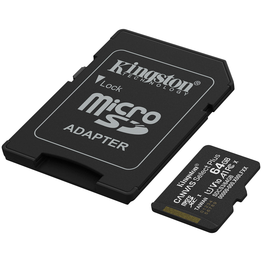 Kingston 64GB microSDXC Canvas Select Plus Gen3 100MB/s A1 Card + Adapter - Image 2