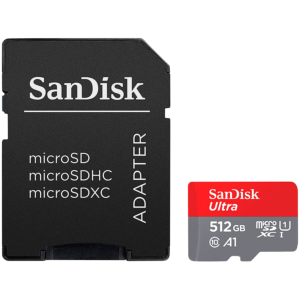 SANDISK Ultra microSDXC 512GB + SD Adapter 150MB/s A1 Class 10 UHS-I