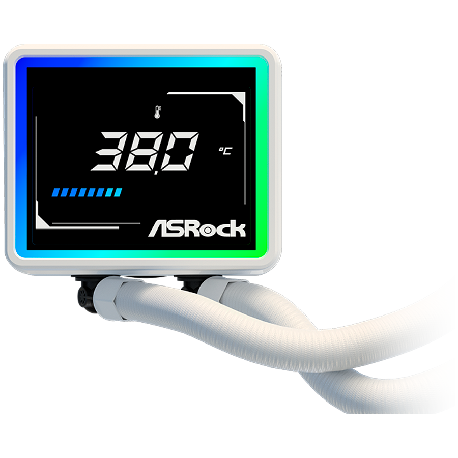 Asrock Challenger White 360 Digital, AiO liquid cooler, ARGB, Digital display, 360 mm radiator, AM5, AM4, LGA1851, LGA1700, 90-ACLA36-WAAGA6, White, 6Y - Image 4