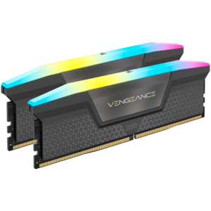 CORSAIR DDR5, 6000MT/s 32GB 2x16GB DIMM, 30-36-36-76, Std PMIC, AMD EXPO, VENGEANCE RGB DDR5 Cool Grey Heatspreader, Black PCB, 1.4V