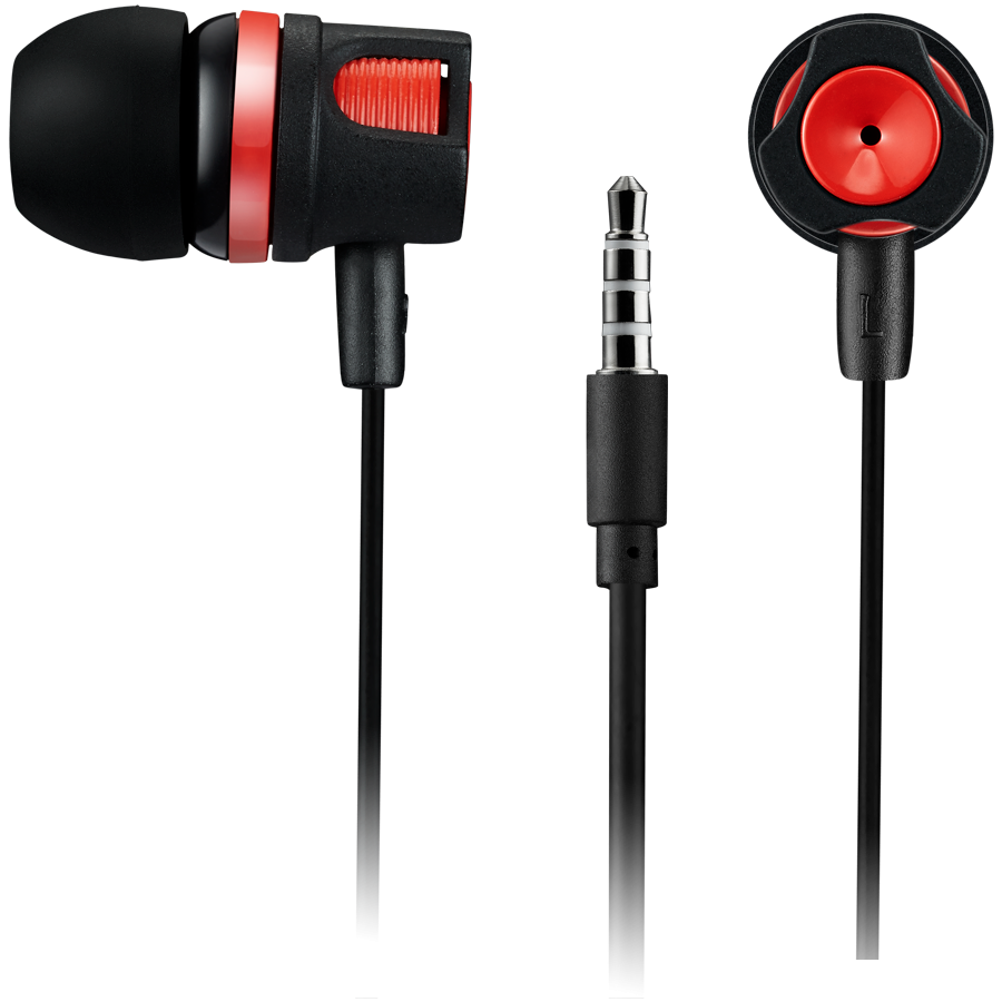 CANYON Stereo earphones with microphone, 1.2M, red - Image 2
