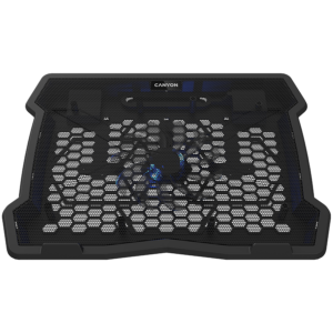 CANYON NS02, Cooling stand single fan with 2x2.0 USB hub, support up to 10”-15.6” laptop, ABS plastic and iron, Fans dimension:125*125*15mm(1pc), DC 5V, fan speed: 800-1000RPM, size:340*265*30mm, 406g