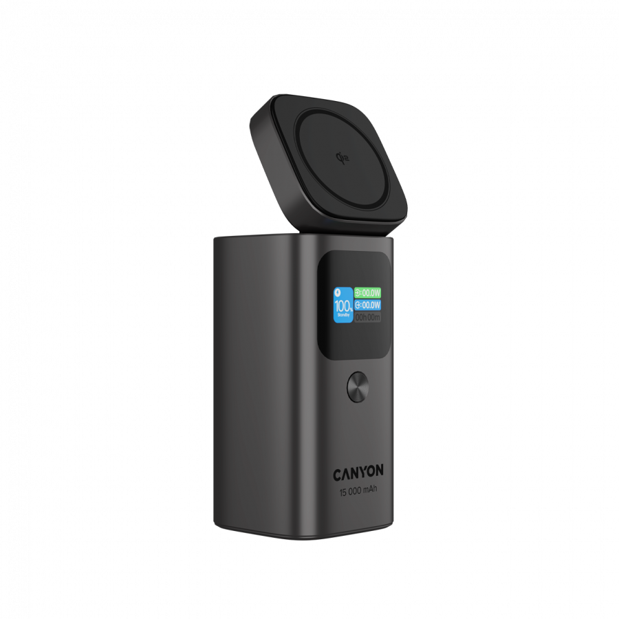 CANYON Qi2 magnetic power bank OnPower 150 15000mAh Aluminium Dark grey - Image 5