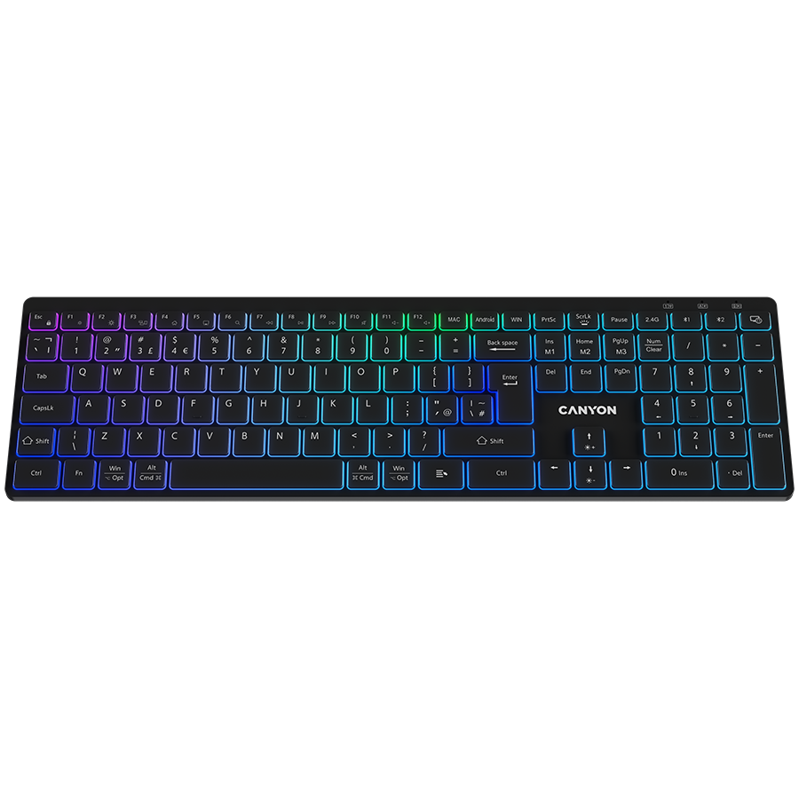 CANYON keyboard HKB-W11 UK/US RGB Dual Mode Wireless Black - Image 2