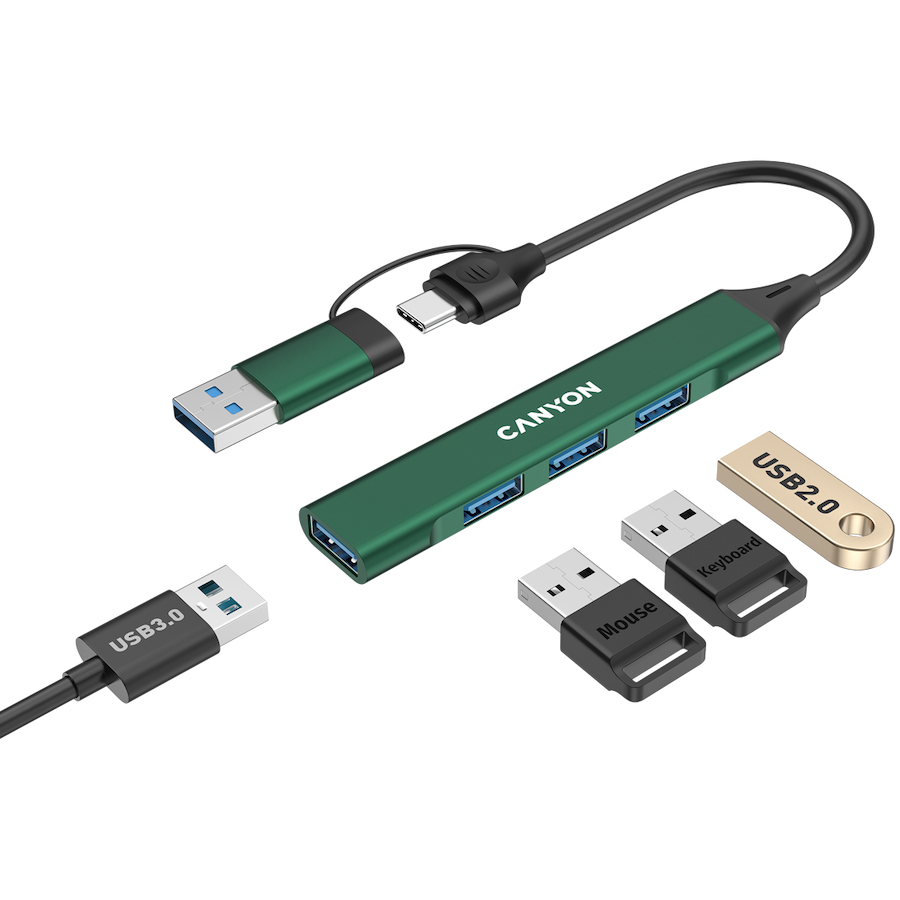 CANYON hub DS-02 4in1 USB-A/C Green - Image 4