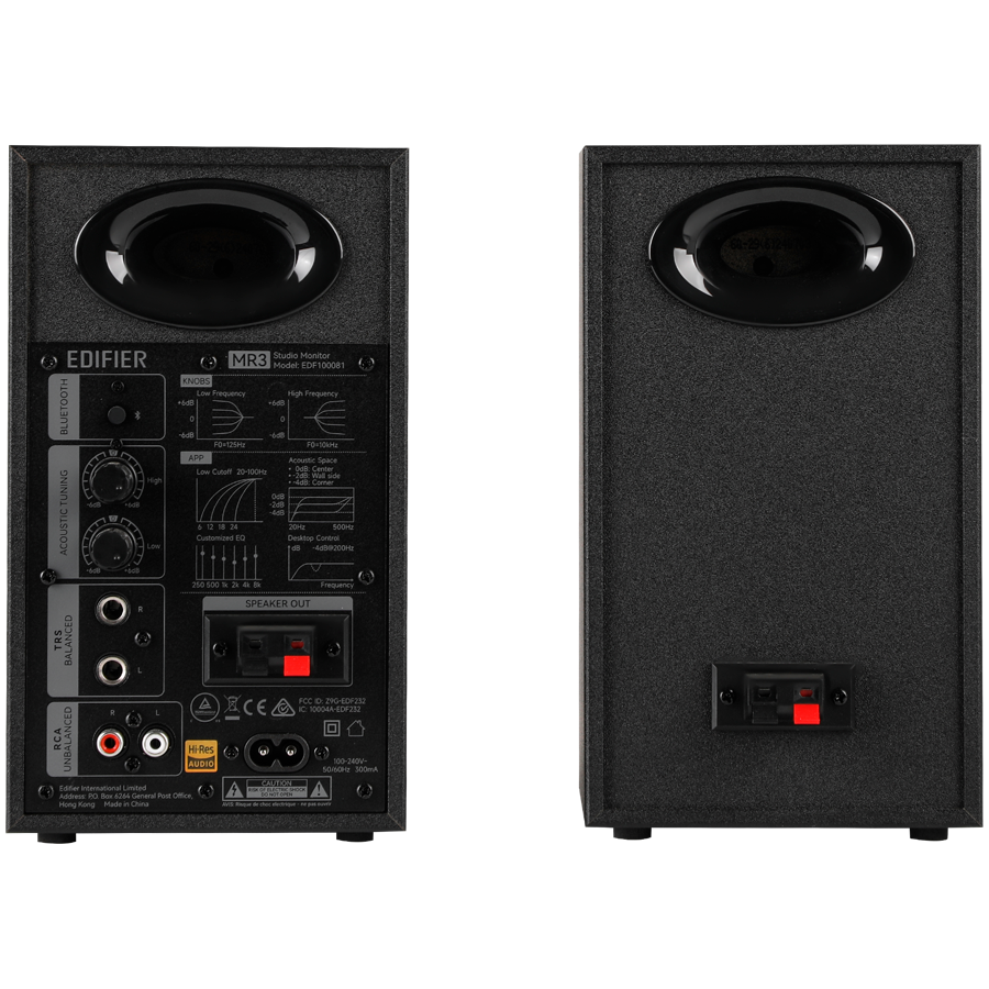Edifier MR3 Active Studio Monitors, BT V5.4, RCA, AUX, 1-inch Tweeters, 3.5-inch Drivers, 36W (RMS), Tone Control Dials, Black - Image 4