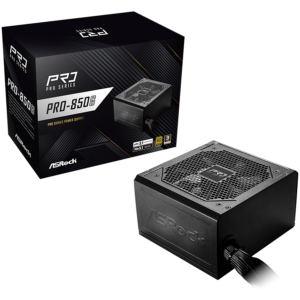 Asrock PRO-850G, 850W, 80 Plus GOLD, Non Modular PSU, 1x EPS 12V CPU(4+4pin), 2x PCIe (6+2pin), 2x 4-pin connectors, 4x SATA, OCP, SCP, OVP, UVP, OTP, OPP protections, 120 mm Fan, ATX 3.1, 3Y warranty
