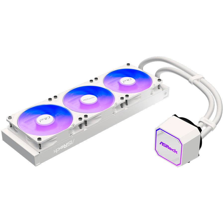 Asrock Pro White 360 ARGB, AiO liquid cooler, 360 mm radiator, AM5, AM4, LGA1851, LGA1700, 90-APRA36-WAAGA6, White, 6Y - Image 2